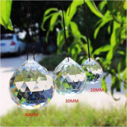 H&D Pack of 6 Faceted Crystal Ball Prism Suncatcher 20/30/40mm Rainbow Feng Shui Lamp Hanging Drop Pendants Home Wedding Decor