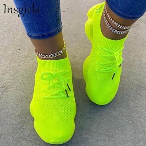 Fashion Sneakers 2021 Spring New Stretch Fabric Breathable Ladies Lace Up Casual Flats Outdoor Running Women Vulcanized Shoes