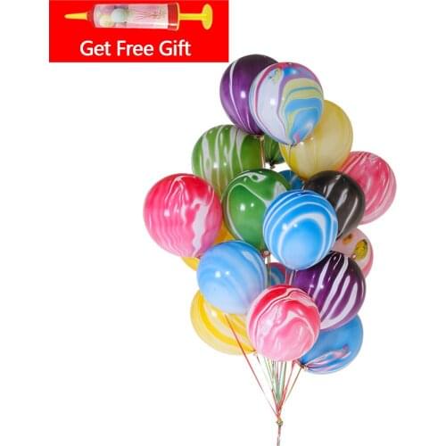 10/12inch Blue Pink Agate Marble Latex Balloons Birthday Party Wedding Decoration Globos Kids Gift Agate Decor Supplies