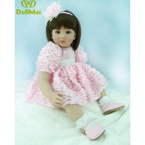 Lovely 24 inch vinyl Silicone Reborn Baby Dolls Girls For Childrens Day Gifts Realistic 60 cm Princess Baby Reborn Brinquedos