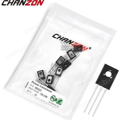 10Pcs BD237 TO-126 Power Transistor Bipolar Junction BJT Powerful Triode Tube Fets DIP 2A 2 Amp 100V Integrated Circuits