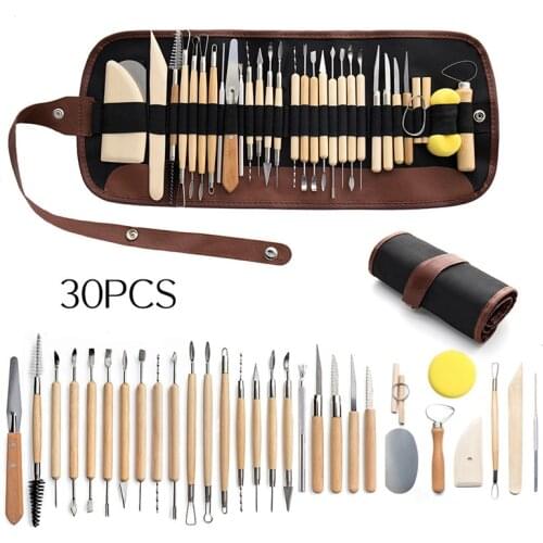 30pcs Polymer Clay Silicone Tools Clay Sculpting Kit Sculpt Smoothing Wax Carving Pottery Ceramic Shapers Modeling Carved