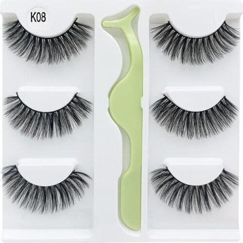 NEW 3Pair 15mm 5D Faux Mink Eyelashes 100% Cruelty Free Lashes Reusable Natural False Eyelash Curler Popular Lashes Makeup