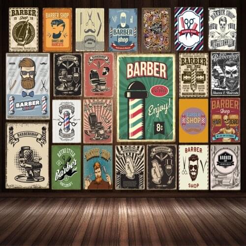 Barber Shop Tattoo Studio Tin Sign Vintage Metal Decor Plaques Barber Tool Poster Garage Bar Wall Signs Art Plate Plaques Decor