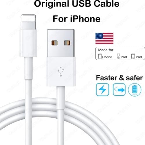 Original 1m USB Cable For Apple iPhone X 5 5S 5C SE 6 6S 7 8 Plus 11 XR XS Max Fast Charging Mobile Phone Data Sync Line Charger