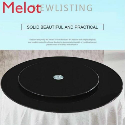 HQ BL01 Black Color 68-118CM/26-46INCH Tempered Glass Top with Lazy Susan Glass Turntable Swivel Plate for Round Dining Table