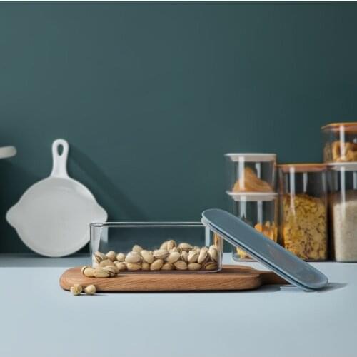 Transparent Kitchen Storage Box Superimpose Food Sealed Cans with Lids Fresh-keeping Boxes Plastic Dry Goods Storage Tanks