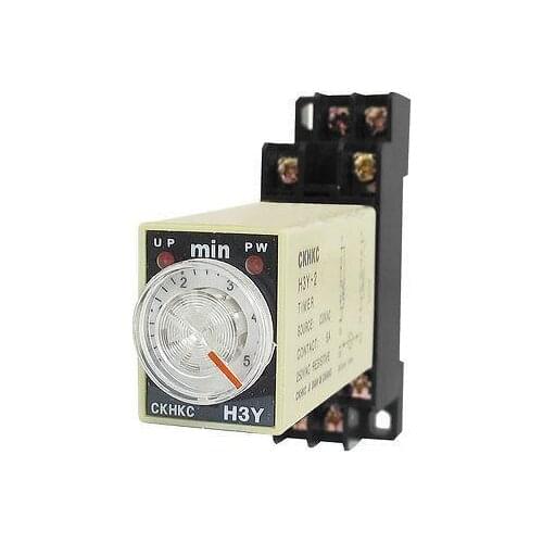 H3Y-2 0-5 Minutes 5Min DPDT 8 Pins Power on Time Delay Relay with Socket AC220V/AC110V/DC24V/DC12V Timer