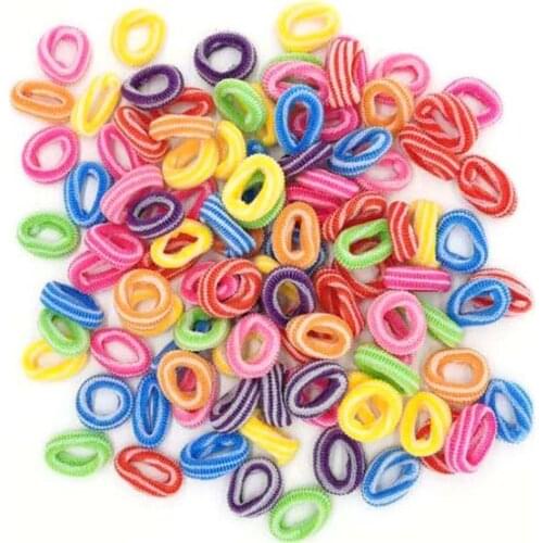 1Pack Small Ring Hair Bands Girls Colorful Striped Elastic Hair Rope Tie Gums Kids Rubber Band Ponytail Holder Hair Accessories