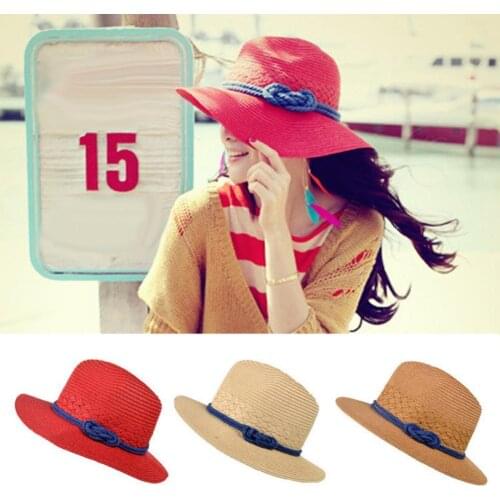 Women Sun Hat Casual Wide Brim Women Straw Weaving Sun Hat Floppy Travel Summer Fashion Beach Cap шляпа женская летняя 2021