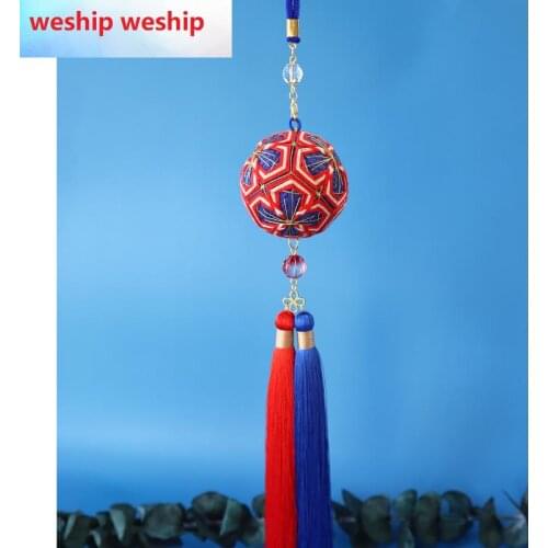 Blue flower ball Temari hand ball/Temari ball Material package(make by yourself) DIY Key buckle Pendant gift