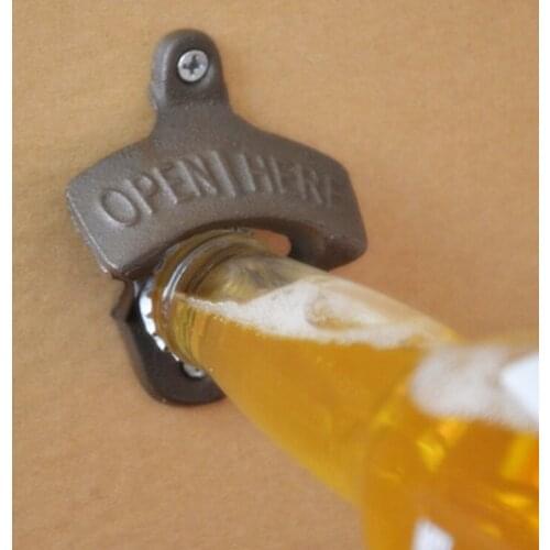 Vintage Antique Iron Wall Mounted Bar Beer Glass Bottle Cap Opener Kitchen Tools Bottle Opener Beer Opener Without Srew