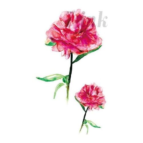 Water Transfer fake tattoo watercolor red flower leaf on leg tattoo Waterproof Temporary tattoo for adults kids
