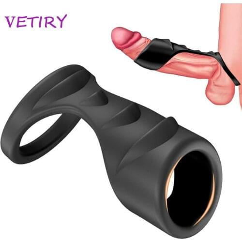 Delayed Ejaculation Sex Toy for Couple Vaginal Stimulator Silicone Penis Ring Reusable Penis Extender Sleeve Cock Ring for Men