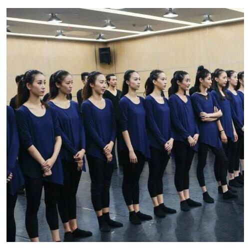 Bevel Shape Women Modern Dance Shirt Girls Ballet Dance Clothing Yoga Fitness Costume Sports Shirt Practise Clothes Long Sleeve