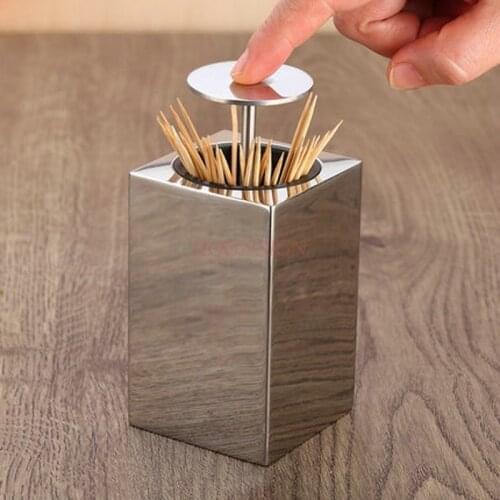 Toothpick Stainless Steel Simple Personality Automatic Toothpick Canned Living Room Home Press Sale
