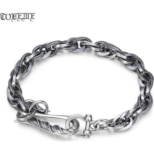 100% 925 Siilver Chain Women Bracelet 925 Sterling Silver Eagle-paw Hook Bracelet Vintage Silver Punk Hiphop Bracelet