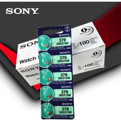 100pc Sony 100% Original 379 SR521SW D379 SR63 V379 AG0 Watch Battery Button Coin Cell MADE IN JAPAN 100% Original Brand