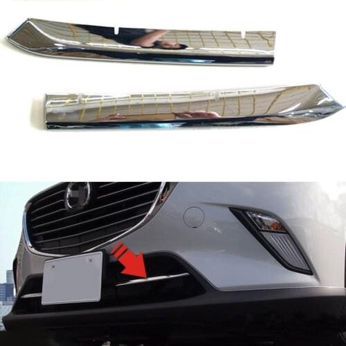 2pcs/set Chrome ABS Car Front Bottom Middle Grille Grill Cover Trim Strip Decal Fit For Mazda CX-3 2018 Car Styling Accessories