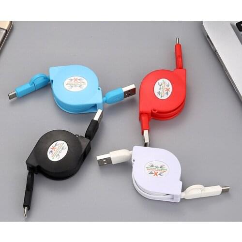 2 in 1 Universal Micro USB retractable cable Type-C Charge Data Cable For Samsung HTC Xiaomi Charge Data Wire Free Shipping