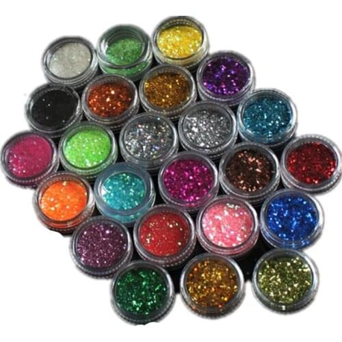 24 colors bright acrylic Glitter Sequins UV Nail Art Decoration