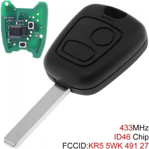 433MHz 2 Buttons Durable ABS Car Remote Key Fob with ID46 Chip and Battery for Citroen C1 C2 C3 C4 Xsara Picasso 2000-2009