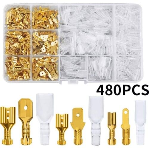 480pcs/box 2.8/4.8/6.3mm Crimp Terminals Insulated Seal Electrical Wire Connectors Crimp Terminal Connector Assortment Kit
