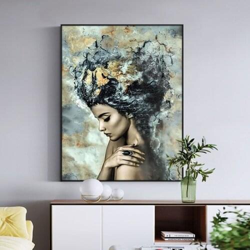 Abstract Woman Posters and Prints Modern Fashion Canvas Painting Girl Room Decorations Wall Art Frameless
