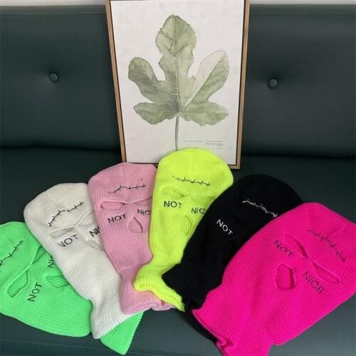 Balaclava Ski Mask Not Nice Embroidery Army Tactical Mask 3 Hole Full Face Masks Unisex Cs Windproof Knit Beanie Hat Scarf Warm