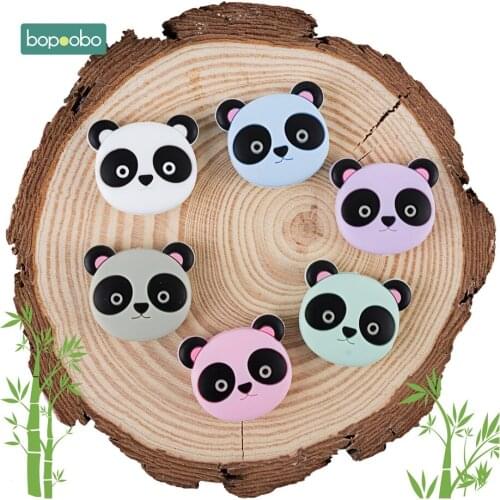 Bopoobo 20 Silicone Teething Beads Cartoon Sheep Food Grade BPA Free Teether DIY Beads For Pacifier Silicone Panda Rodents