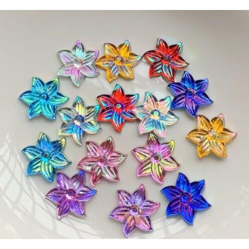 100pcs flower acrylic flat back crystal rhinestoneDIY jewelry made wedding accessories Flower scrapbook