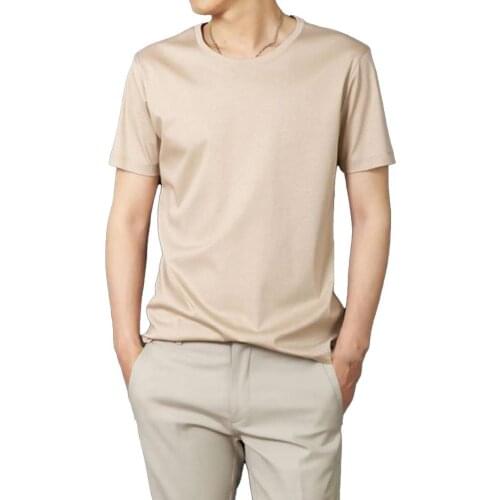 Men T-shirt Solid Color Loose Breathable Summer Short Sleeve O Neck Top Men Streetwear Office T-Shirts Mens Clothing 2021