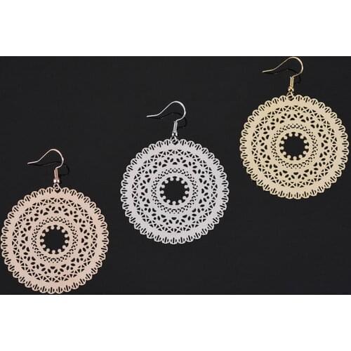 Delicious Gold Filigree Lacy Flower Earrings for Women 2021 New Boutique Bridesmaid Lightweight Large Disc Jewelry Gifts for Her