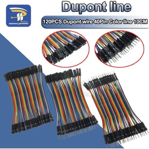Dupont Line 120pcs 10CM 40Pin Male to Male + Male to Female and Female to Female Jumper Wire Dupont Cable for Arduino DIY KIT