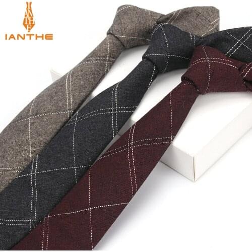Ianthe 6cm Mens Suit Tie Classic Men Plaid Necktie Formal Business Bowknots Ties Male Cotton Skinny Slim Narrow Ties Cravat