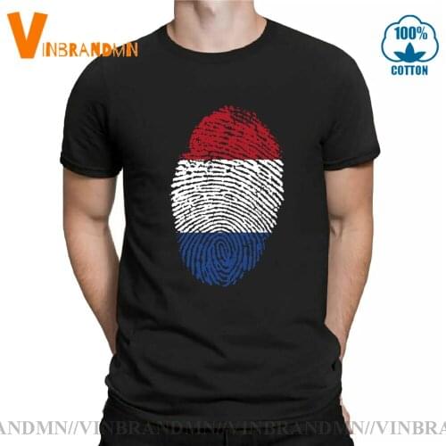 Comic Netherland Flag Fingerprint T shirt men Retro Vintage Holland Thumbprint T-shirt Patriotic heart Tee shirt Casual Top Tee