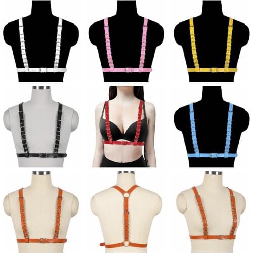 Leather Open Bust Bra Adjustable Waistband Suspender Body Harness Womens Chest Bondage Erotic Underwear Exotic Accessories Bdsm