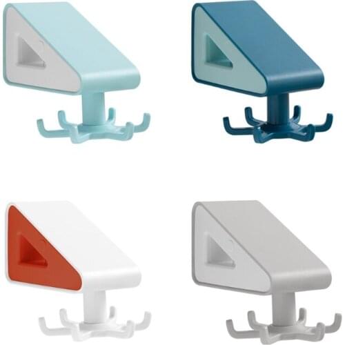 Creative Multifunction Wall Mounted Rotating Hooks with Towel Holder Rack Self Adhesive 6-Claw Utensil Holder Kitchen Bathroom