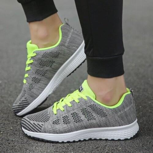New Fashion Lace-Up Sport Shoes For Women Tennis Shoes Breathable Mesh Flat Sneakers Casual Shoes Calzado Deportivo Mujer