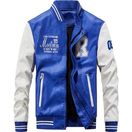 Mcikkny Men Baseball Pu Leather Jackets And Coats Fashion Casual Leather Outwear Clothing For Male Size M-4XL Windbreak