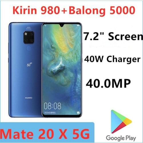 International Version HuaWei Mate 20 X 5G EVR-N29 Smart Phone 40.0MP Kirin 980 40W Charger 7.2" Screen 8GB 256GB Android 9.0 NFC