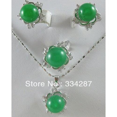 Fashion jades/earrings ring & pendant set