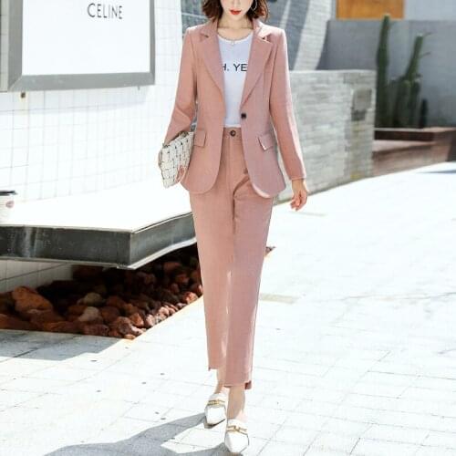 2021 New Autumn Work Pant Suits 2 Piece Set for Women Business interview suit set uniform Blazer and Pencil Pant Office Lady sui
