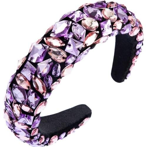 Oaoleer Sparkly Full Crystal Beaded Luxury Baroque Rhinestone Headband For Women Rhinestone Tiara Bling Hair Accessories