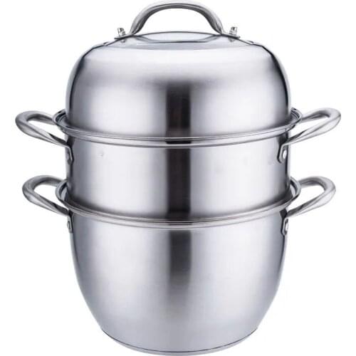 Stainless Steel Steamer Craft Two-layer Three-layer Four-layer Thickening Stainless Steel Steamer Visual Combination Cover