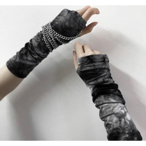 Punk Gothic Unisex Fingerless Cuff Gloves Sleeve Ninja Sport Mitten Cool Women Men Rock Hip Hop Harajuku Tie dye dropshipping
