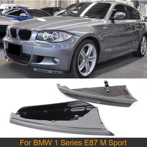 Carbon Fiber Front Side Splitter Aprons Flags For BMW E87 M Tech M Sport Bumper 2007 - 2010