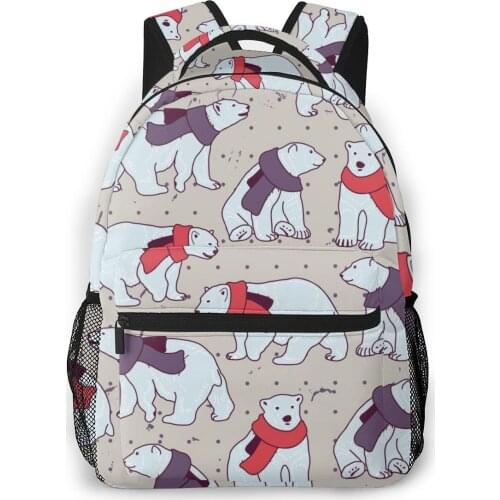 Porlar Bears With Scarfs Backpack School Bags Casual for Teenager Girls Shoulder Bag Travel Bags