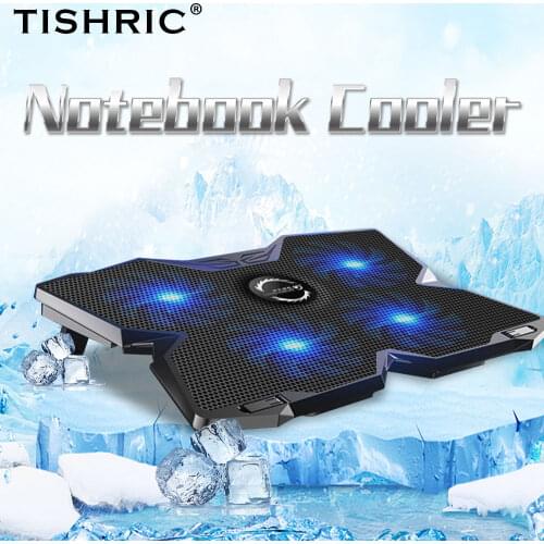 TISHRIC Base Notebook Cooler Laptop Stand Cooling Fan Laptop Cooler Base Cooling Radiator with 4 Fan and 2 USB Ports
