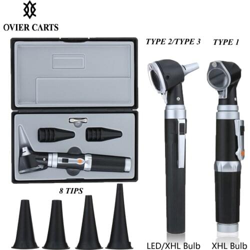 Portable Medical Otoscope LED\XHL Bulb Otoscopio With 8 Tips Diagnostic Professional Physician Otoscope Ear Cleaner Health Care